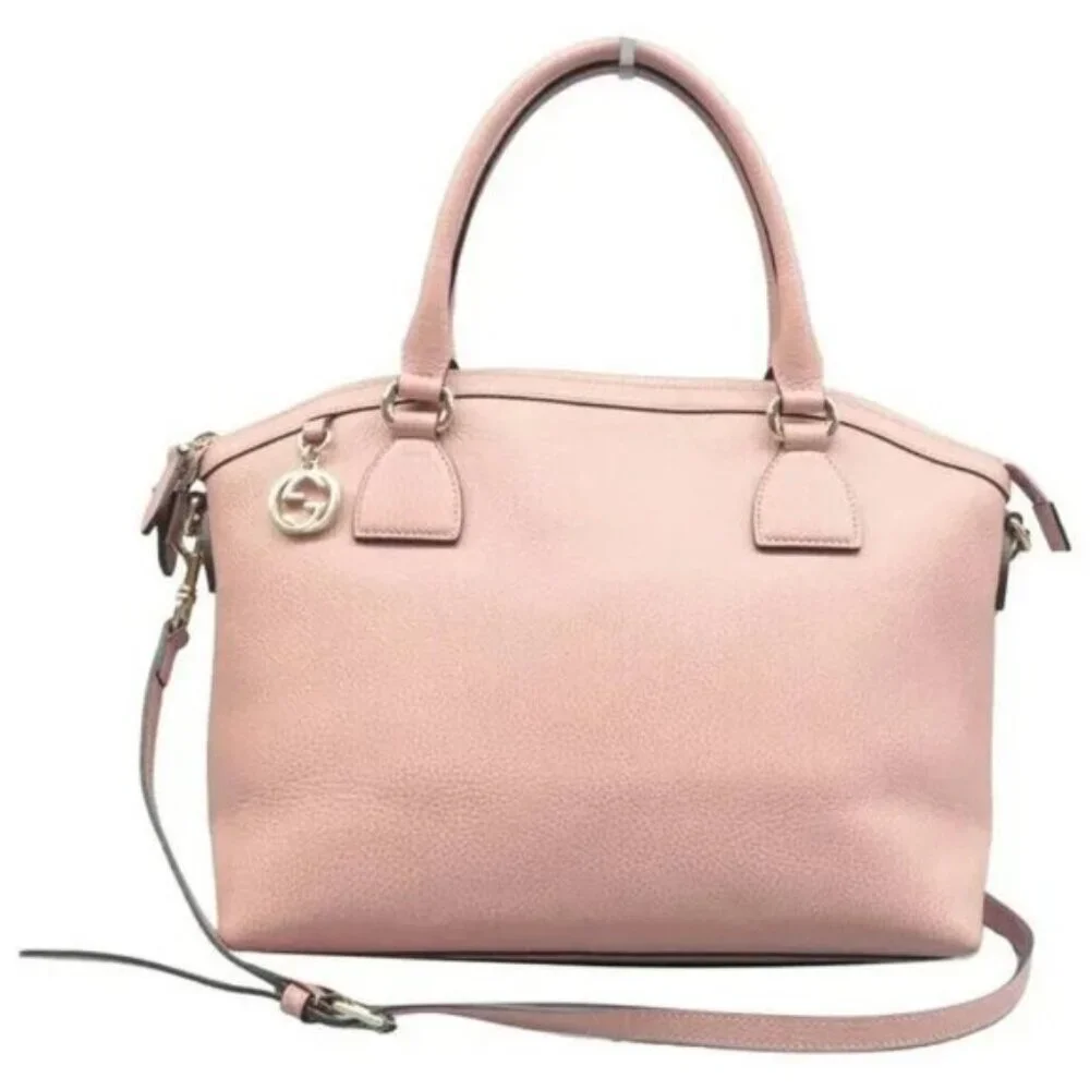 Authentic Gucci Soho Dome Satchel Pink Leather Crossbody Shoulder Bag Luxury Bag